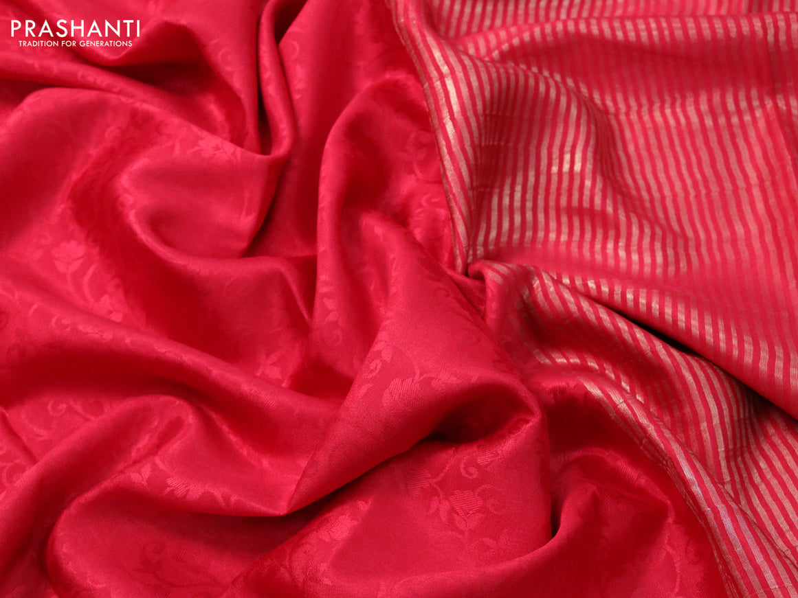 Pure mysore silk saree red with allover self emboss and zari woven border