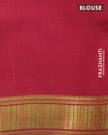 Pure mysore silk saree dark green and maroon with allover zari checked pattern and zari woven border