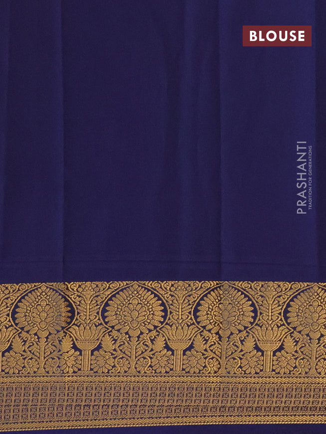 Semi kanjivaram silk saree elaichi green and blue with zari woven buttas and zari woven korvai border