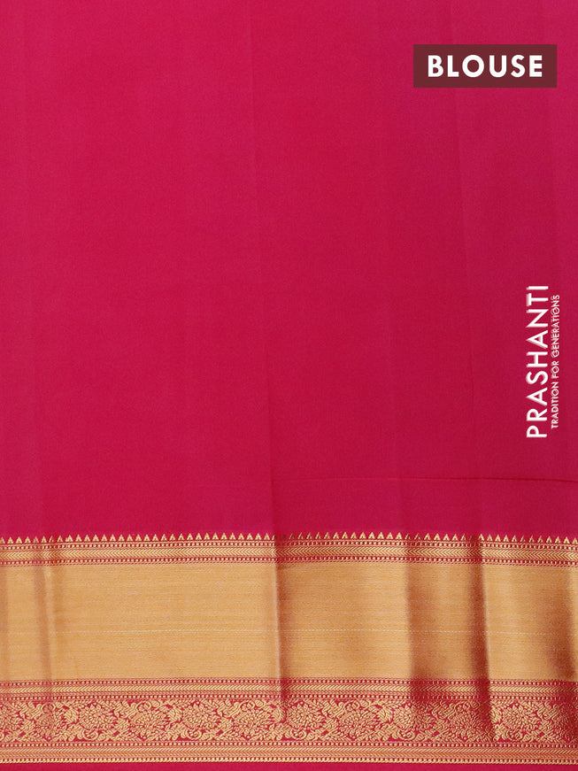 Semi kanjivaram silk saree light green and pink with zari woven buttas and zari woven korvai border