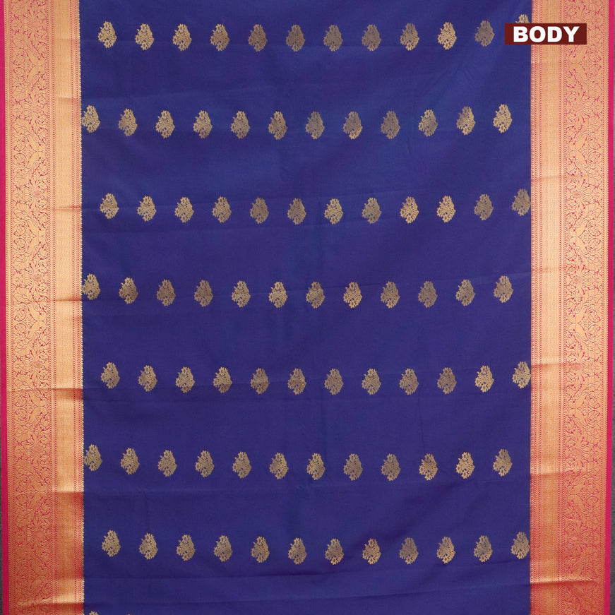 Semi kanjivaram silk saree dual shade of bluish green and pink with zari woven buttas and zari woven korvai border