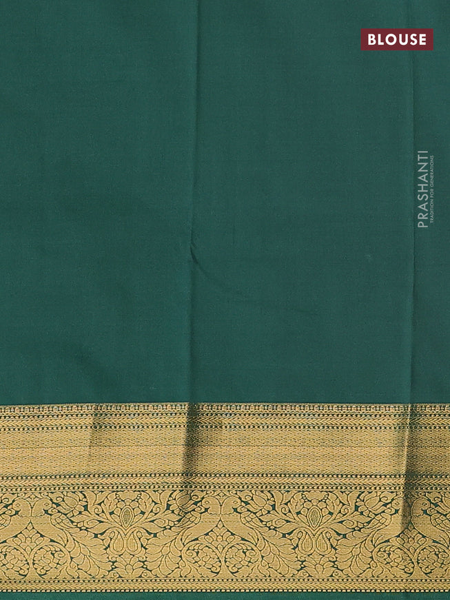 Semi kanjivaram silk saree pink and green with zari woven buttas and zari woven korvai border