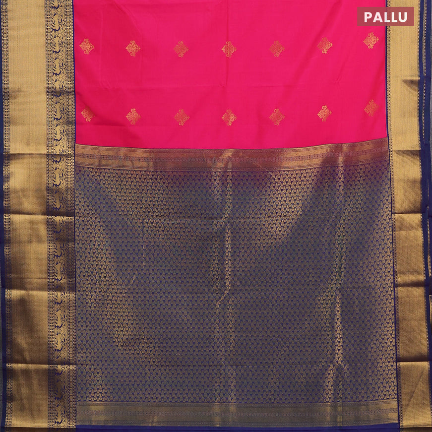 Semi kanjivaram silk saree candy pink and dual shade of bluish green with zari woven buttas and long zari woven korvai border