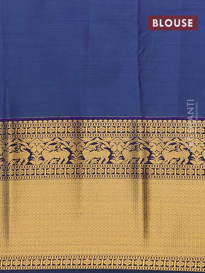 Semi kanjivaram silk saree elaichi green and dual shade of bluish green with zari woven buttas and long zari woven korvai border