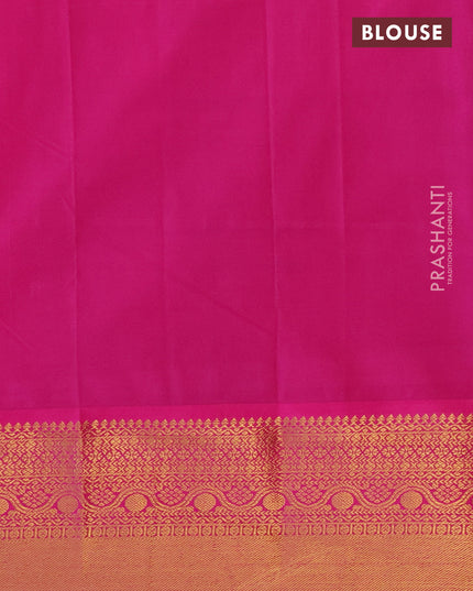 Semi kanjivaram silk saree cs blue and pink with allover zari weaves and zari woven korvai border
