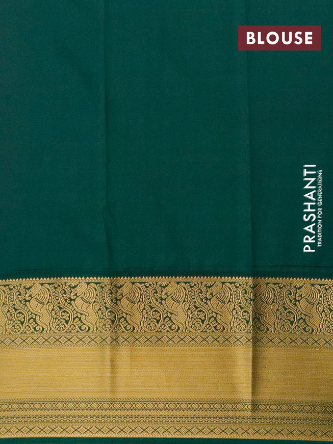 Semi kanjivaram silk saree purple and green with allover zari weaves and zari woven korvai border
