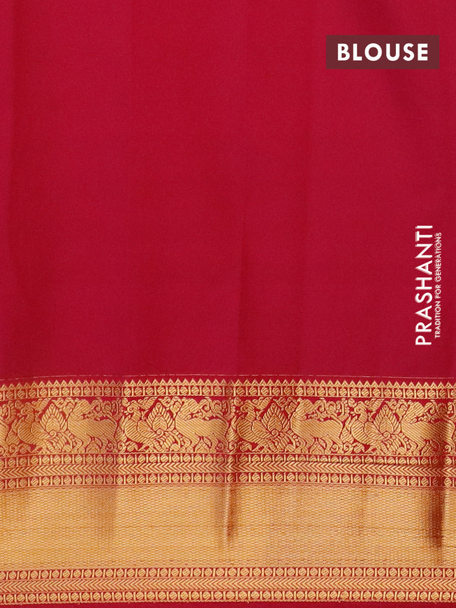Semi kanjivaram silk saree black and pink with allover zari weaves & buttas and zari woven korvai border