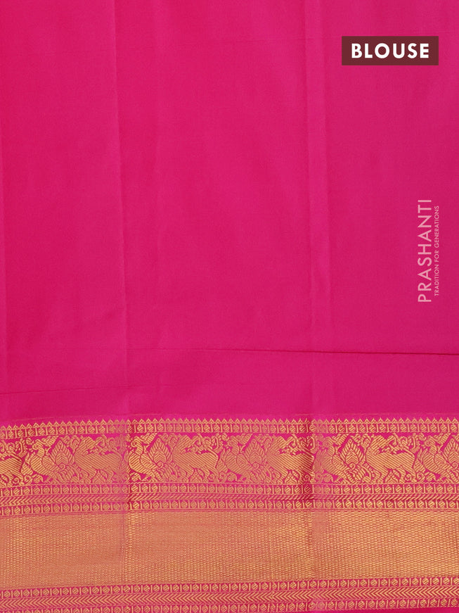 Semi kanjivaram silk saree beige and pink with allover zari weaves & buttas and zari woven korvai border