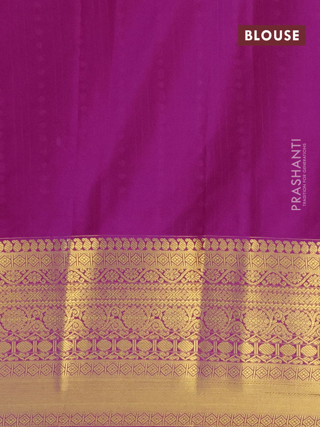 Semi kanjivaram silk saree blue and purple with allover zari weaves and zari woven korvai border