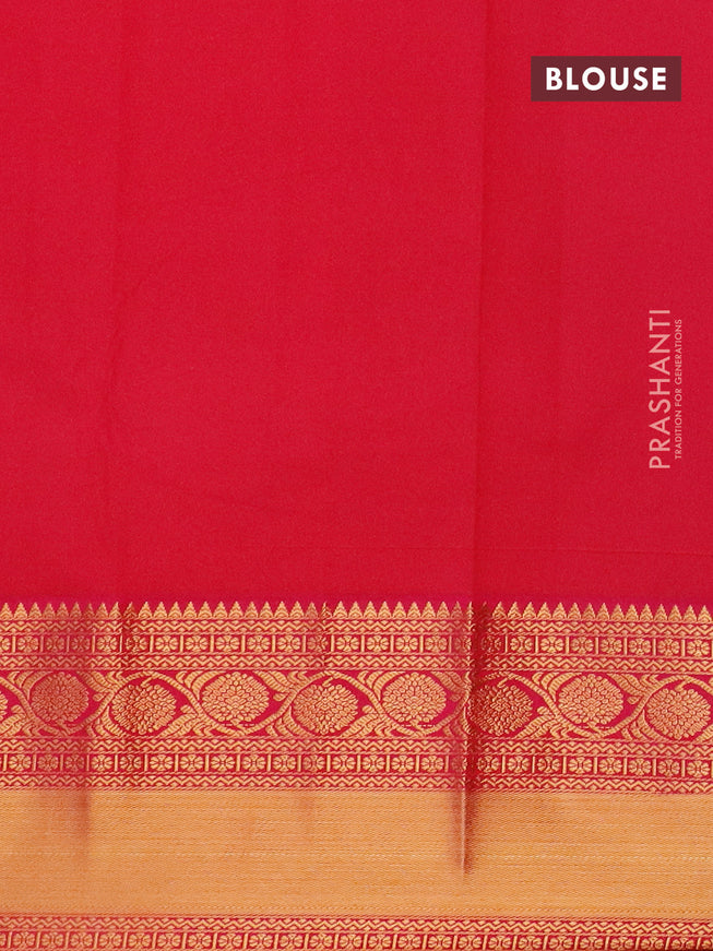 Semi kanjivaram silk saree violet and pink with zari woven buttas and long zari woven korvai border