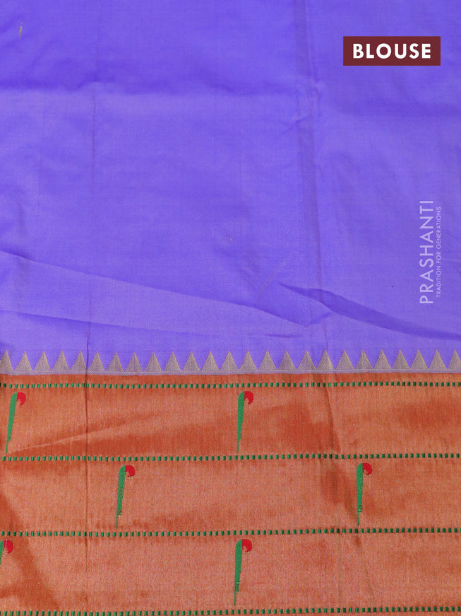 Pure paithani silk saree lavender shade and red with allover zari checks & buttas and zari woven paithani butta border