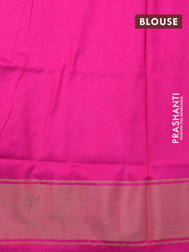 Pochampally silk saree peach shade and pink with allover ikat weaves and zari woven border