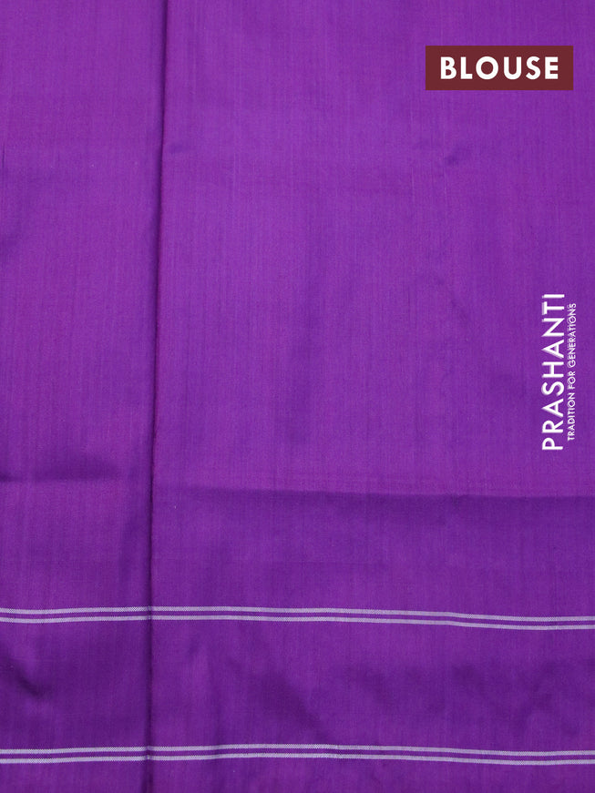 Pochampally silk saree teal green and violet with plain body and simple border