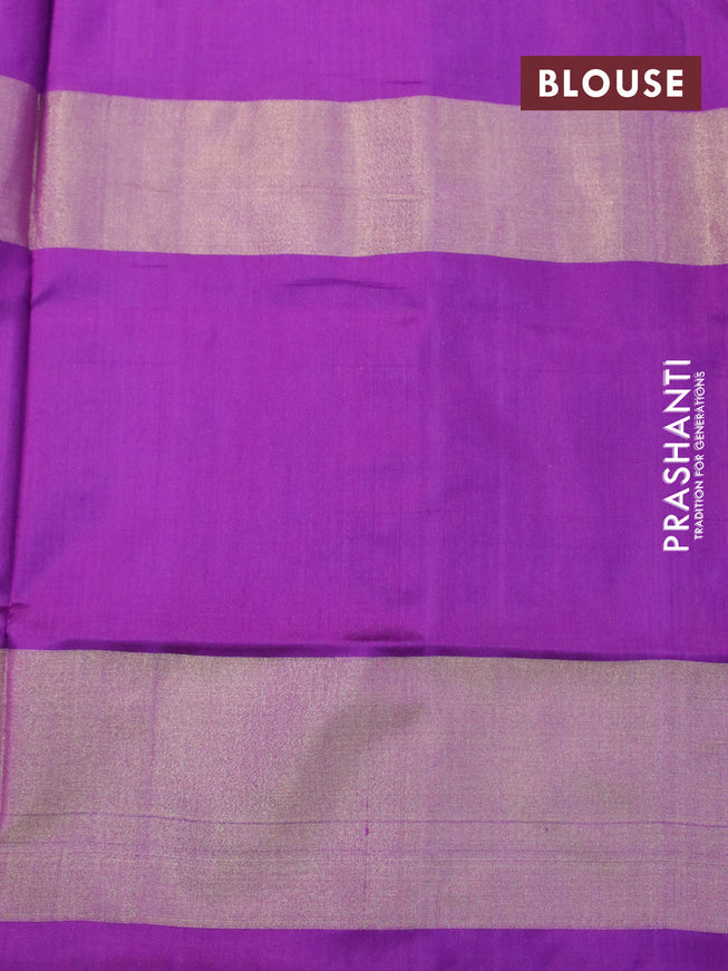 Pochampally silk saree blue shade and deep purple with allover ikat woven butta weaves and ikat woven zari border