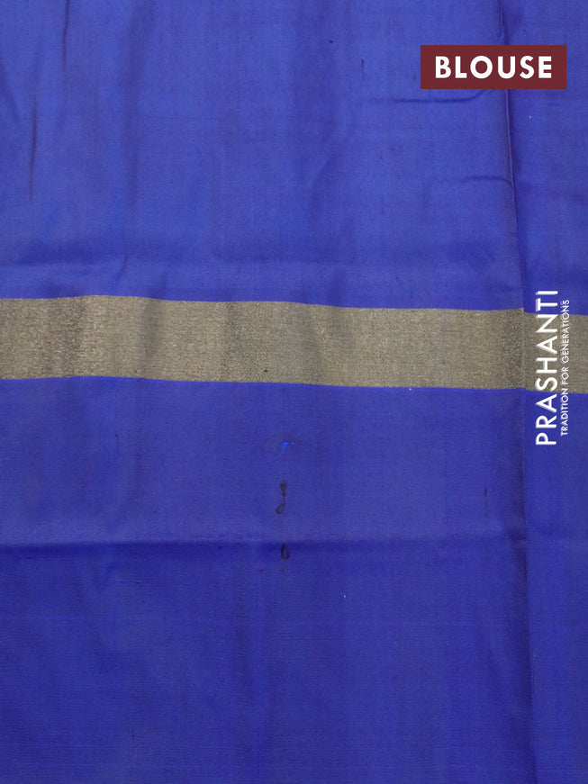 Pochampally silk saree red and blue with allover ikat weaves and zari woven simple border