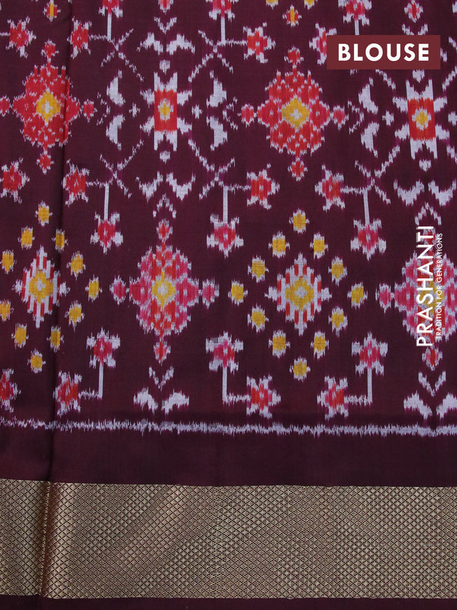 Pochampally silk saree pale yellow and deep maroon with allover ikat weaves and ikat design zari woven border