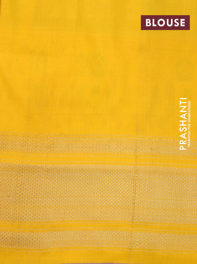Pochampally silk saree green and mango yellow with allover ikat weaves and ikat design zari woven border