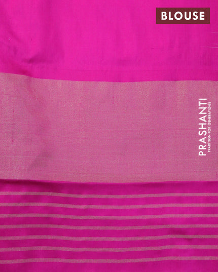 Pochampally silk saree cream and pink with allover ikat woven butta weaves and zari woven ikat style border