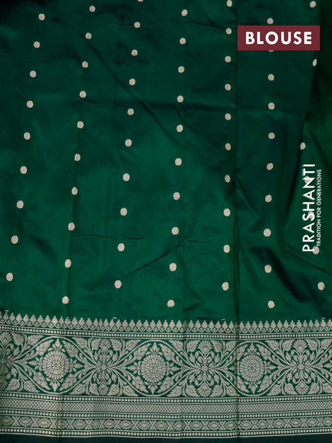 Banarasi katan silk saree green with zari woven buttas and floral zari woven border