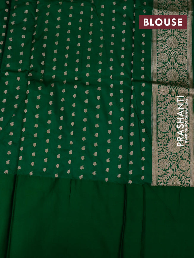 Banarasi katan silk saree red and green with zari woven floral buttas and floral zari woven border