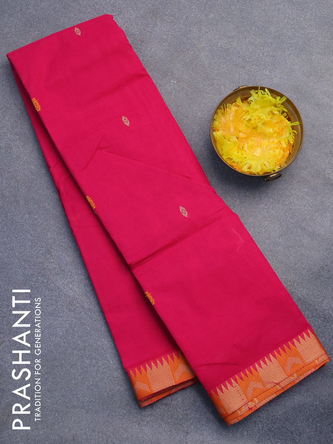 Chettinad cotton saree pink with thread woven buttas and thread woven border without blouse