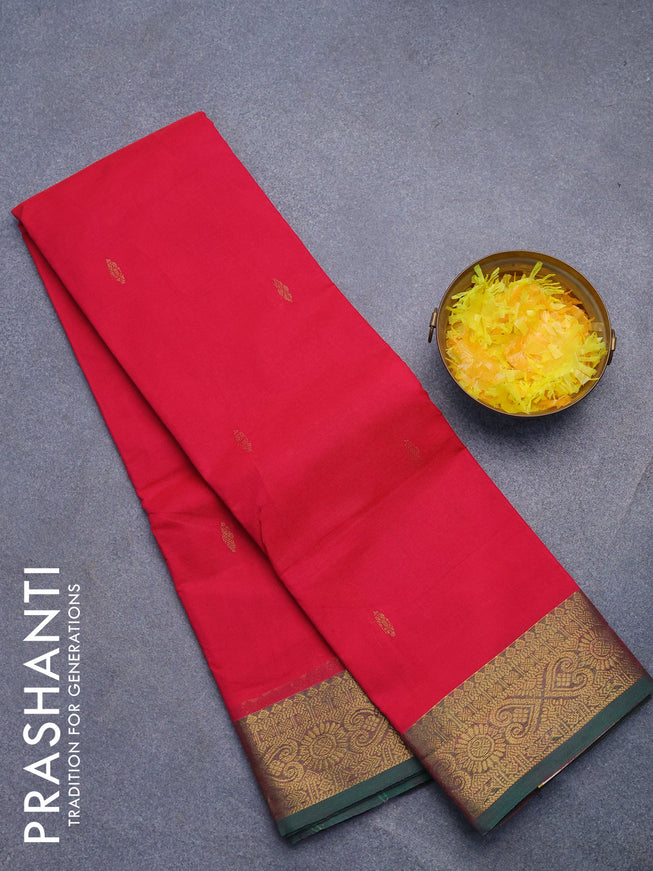 Chettinad cotton saree pink and green with zari woven buttas and zari woven border without blouse