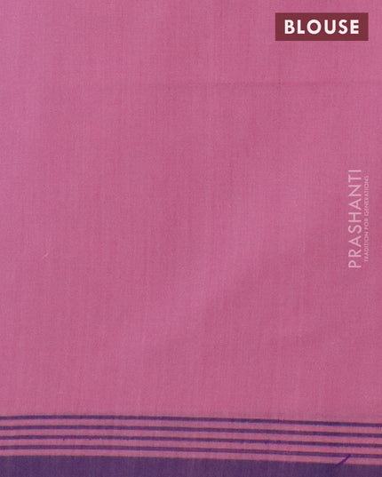 Bengal soft cotton saree mauve pink and blue with thread woven buttas and simple border