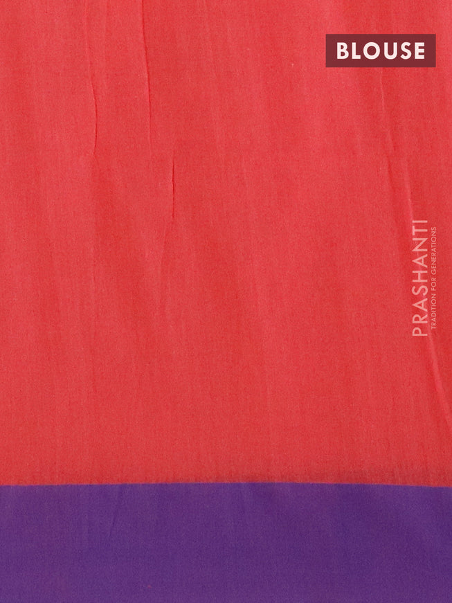 Bengal soft cotton saree peach pink and blue with allover ikat weaves and simple border