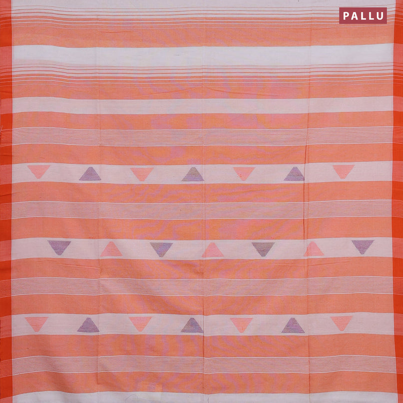 Bengal soft cotton saree orange and off white with thread woven buttas and simple border