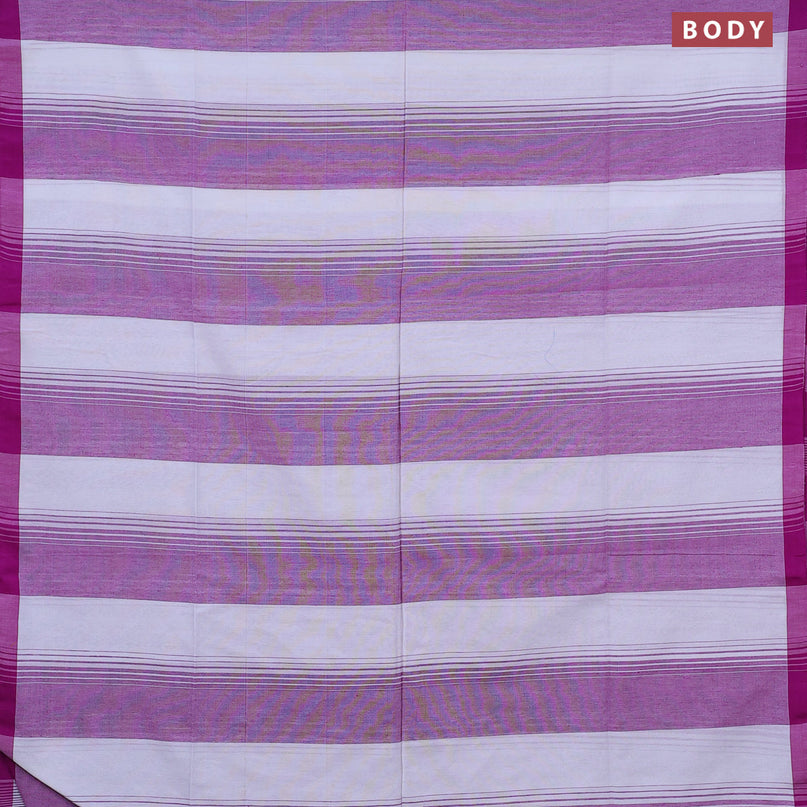 Bengal soft cotton saree purple and off white with thread woven buttas and simple border