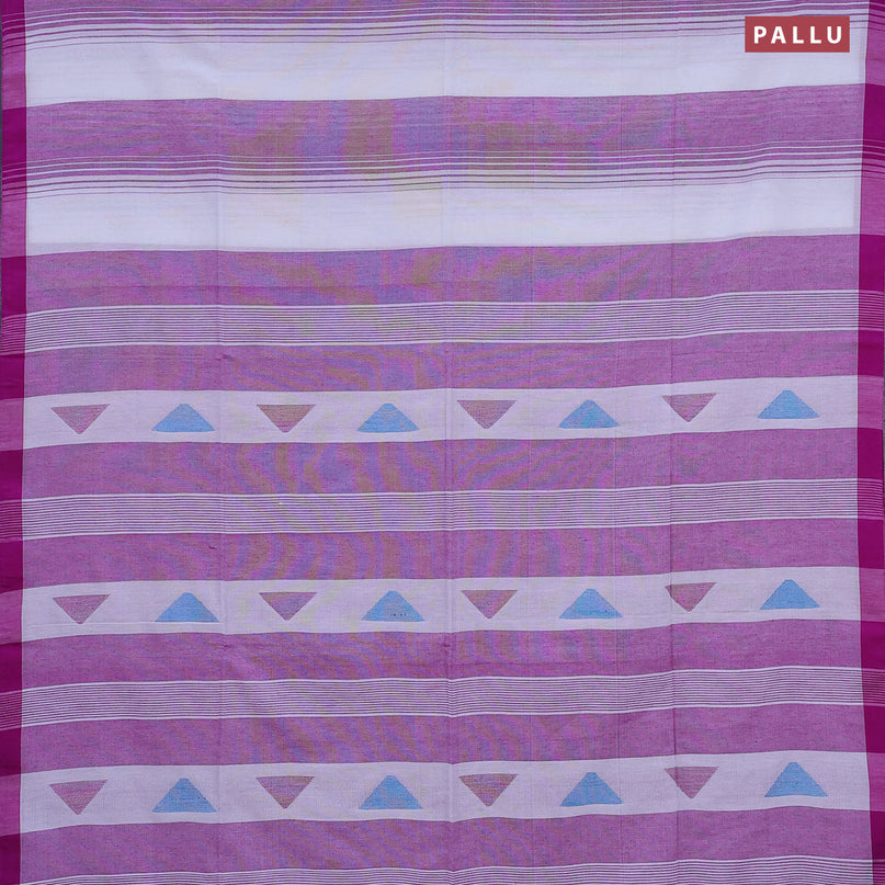 Bengal soft cotton saree purple and off white with thread woven buttas and simple border
