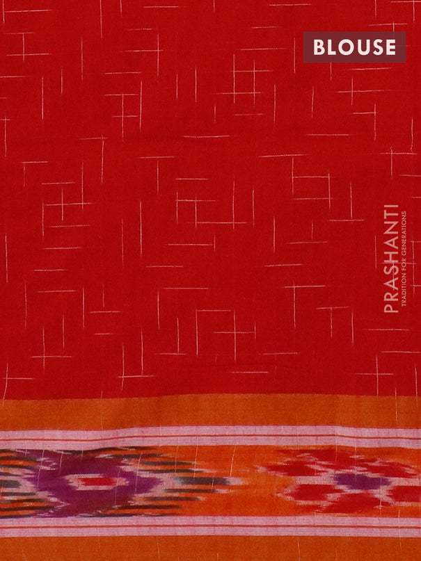 Bengal soft cotton saree red and mustard shade with allover ikat weaves and ikat woven border