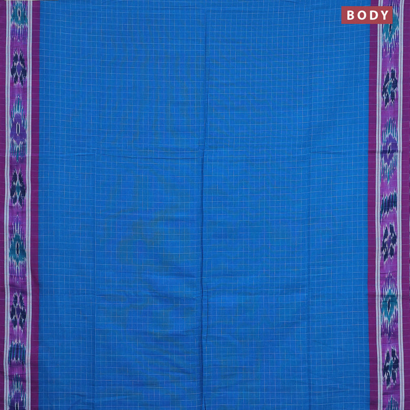 Bengal soft cotton saree cs blue and purple with allover ikat weaves and ikat woven border