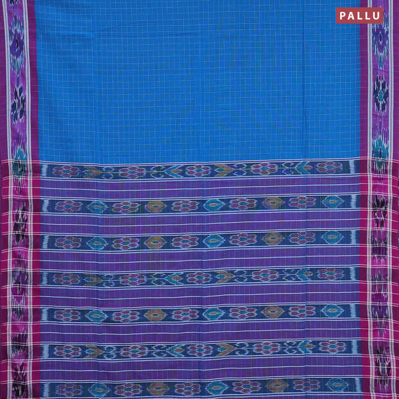 Bengal soft cotton saree cs blue and purple with allover ikat weaves and ikat woven border