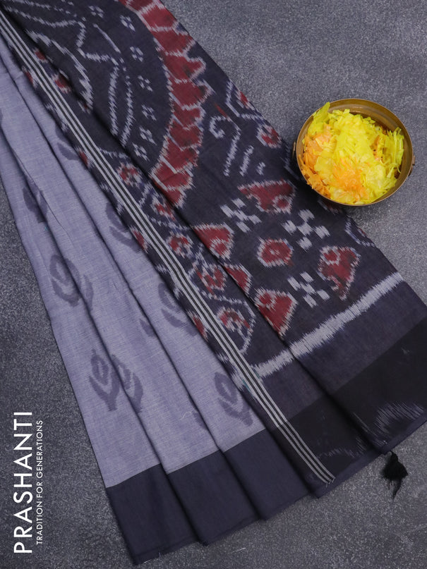 Bengal soft cotton saree grey shade and elephant grey with allover ikat butta weaves and simple border