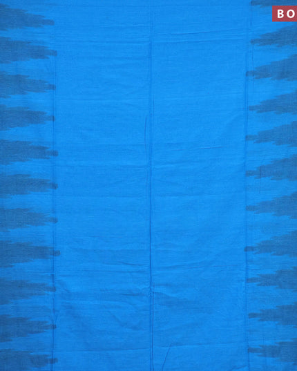 Bengal soft cotton saree light blue and peacock blue with plain body and temple design simple border