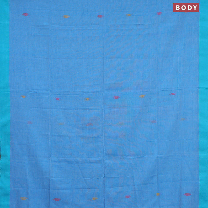 Bengal soft cotton saree light blue and teal green with thread woven buttas and simple border