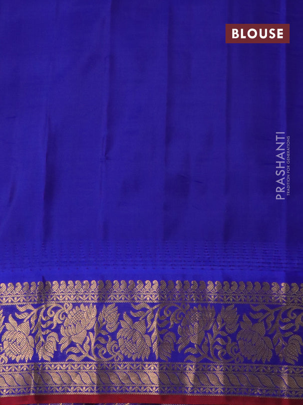 Pure gadwal silk saree teal green and blue with zari woven buttas and temple design floral zari woven border
