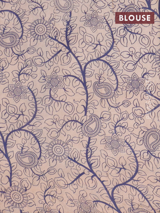 Kalamkari cotton saree blue with allover batik prints and printed border