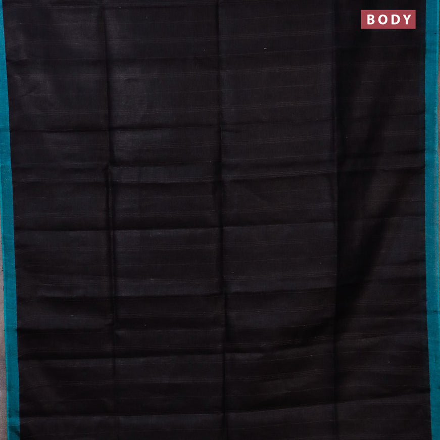 Pure linen saree black with zari weaves and zari woven border
