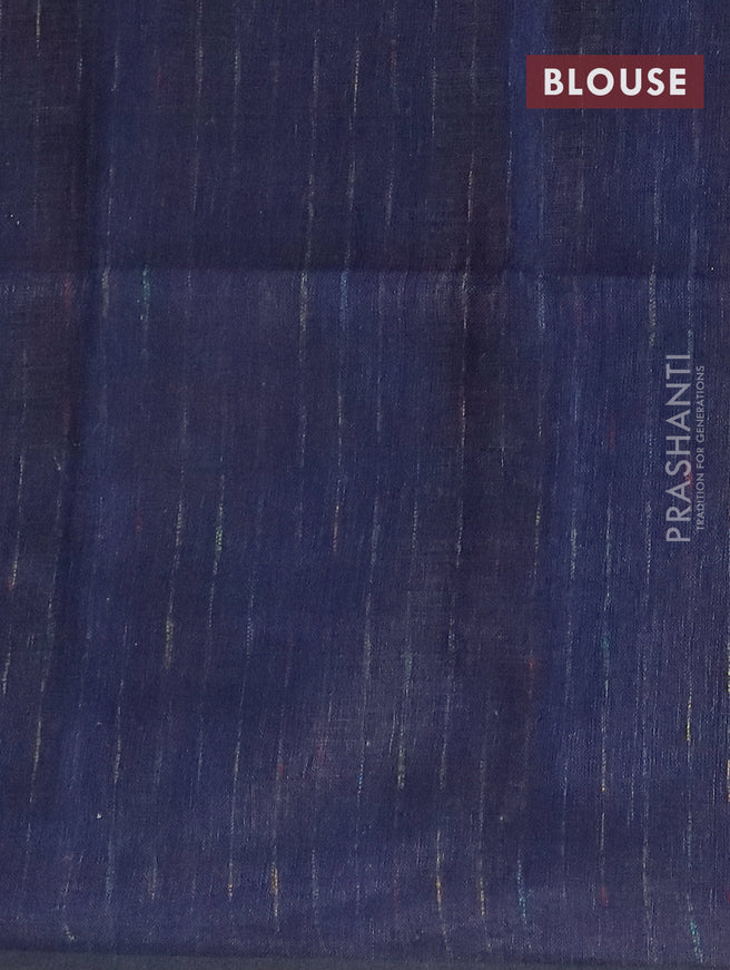 Pure linen saree dark blue with allover sequin work and piping border