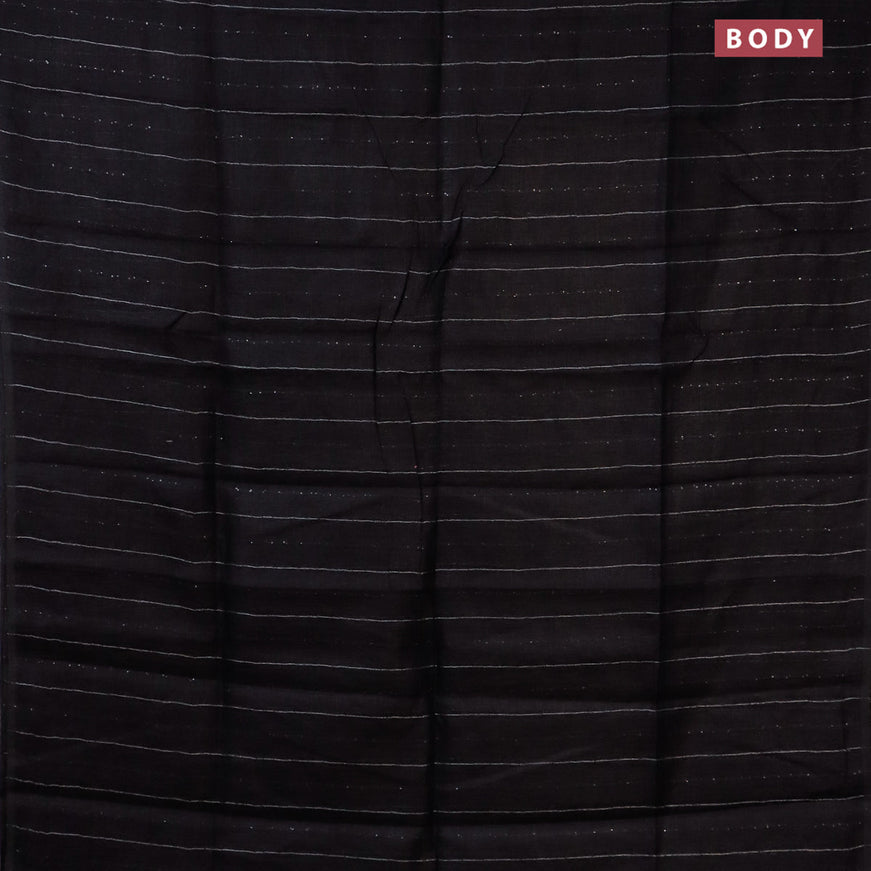 Pure linen saree black with allover sequin work and piping border