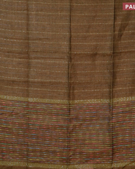 Pure linen saree dark sap green with allover sequin work and piping border