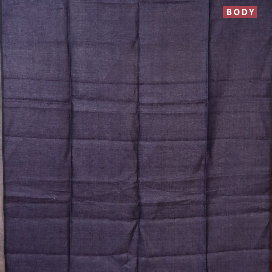 Pure linen saree grey and magenta pink with plain body and piping border