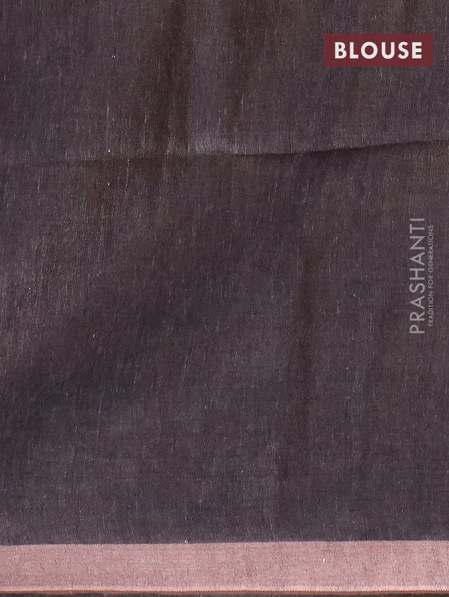 Pure linen saree grey with allover sequin work and copper zari woven border