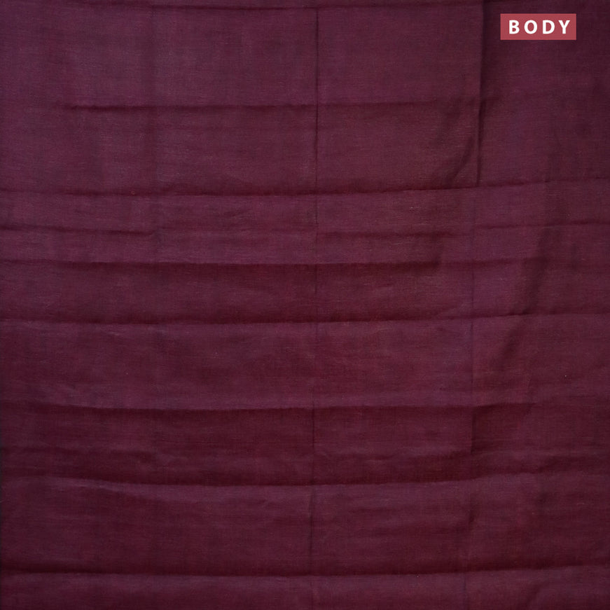 Pure linen saree wine shade and rust shade with plain body and sequin work pallu & piping border