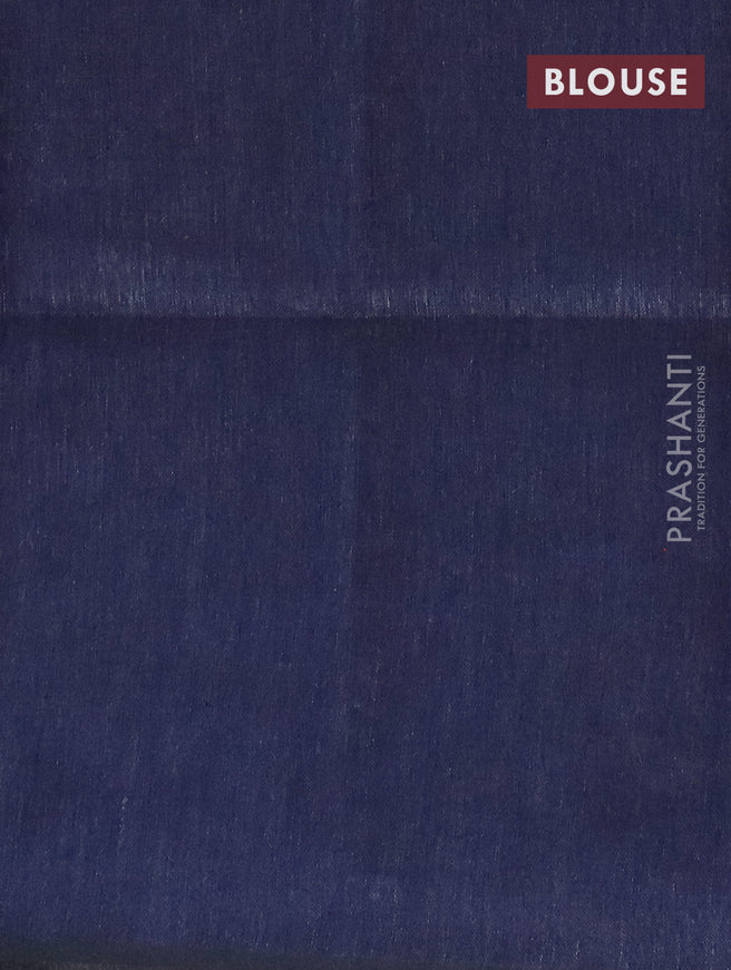 Pure linen saree purple and dark navy blue with plain body and piping border