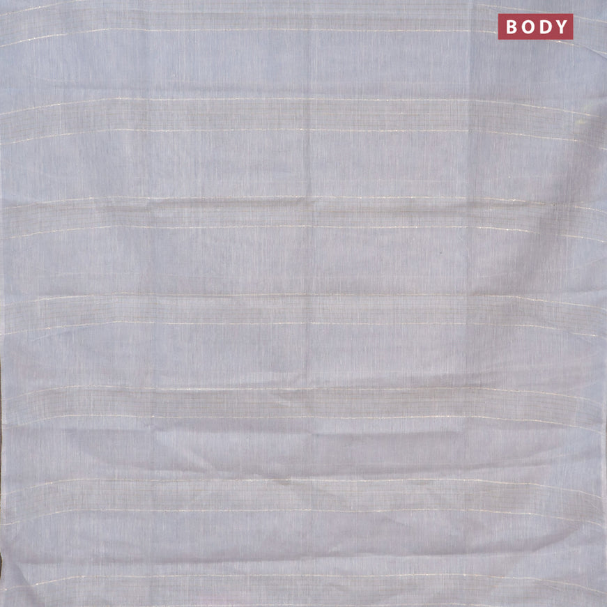 Pure linen saree greyish blue and sandal with stripes pattern and piping border