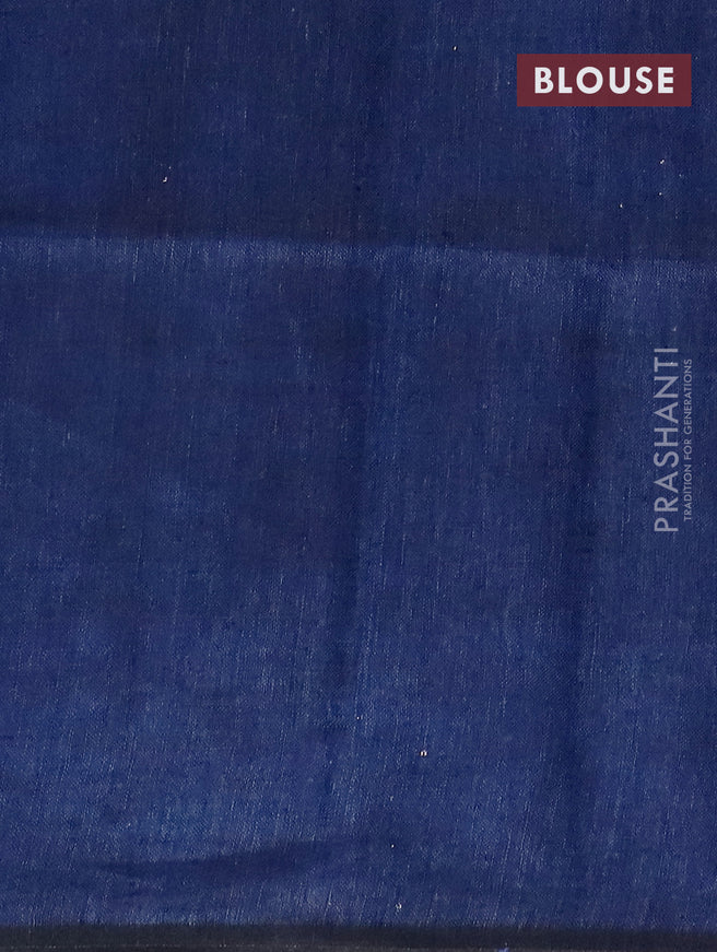Pure linen saree blue with allover stripe pattern and sequin work pallu