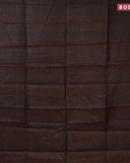 Pure linen saree brown shade with allover stripe pattern and sequin work pallu